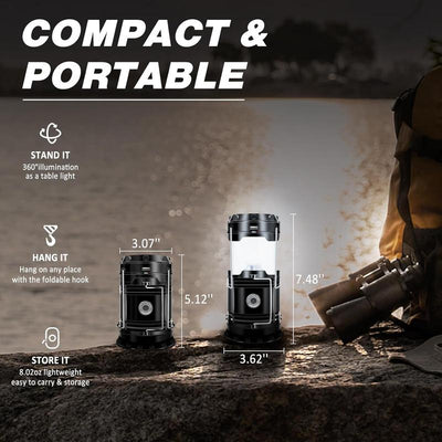 4-Pack Collapsible Solar & USB Rechargeable LED Camping Lanterns