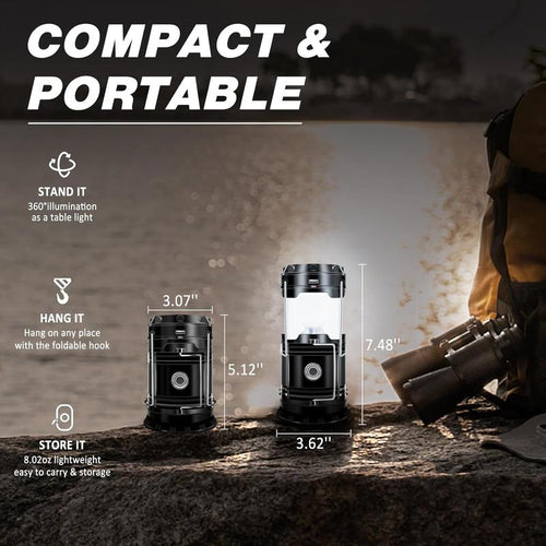 4-Pack Collapsible Solar & USB Rechargeable LED Camping Lanterns