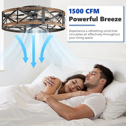 Flush Mount Caged Ceiling Fan