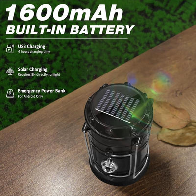 4-Pack Collapsible Solar & USB Rechargeable LED Camping Lanterns