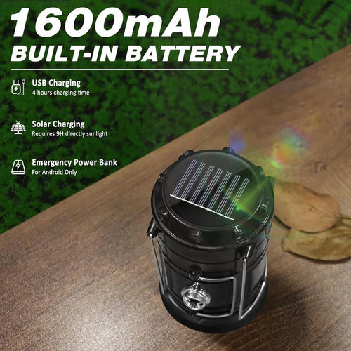 4-Pack Collapsible Solar & USB Rechargeable LED Camping Lanterns
