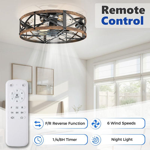 Flush Mount Caged Ceiling Fan