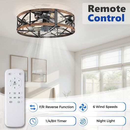 Flush Mount Caged Ceiling Fan