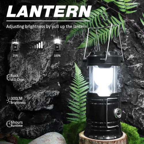 4-Pack Collapsible Solar & USB Rechargeable LED Camping Lanterns