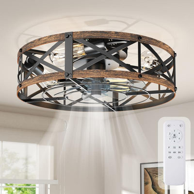 Flush Mount Caged Ceiling Fan