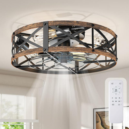 Flush Mount Caged Ceiling Fan