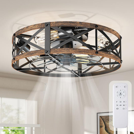 Flush Mount Caged Ceiling Fan