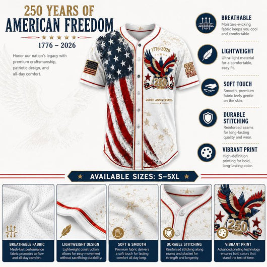 Mens USA 250th Anniversary Baseball Jersey