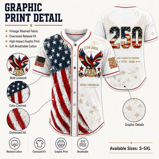 Mens USA 250th Anniversary Baseball Jersey